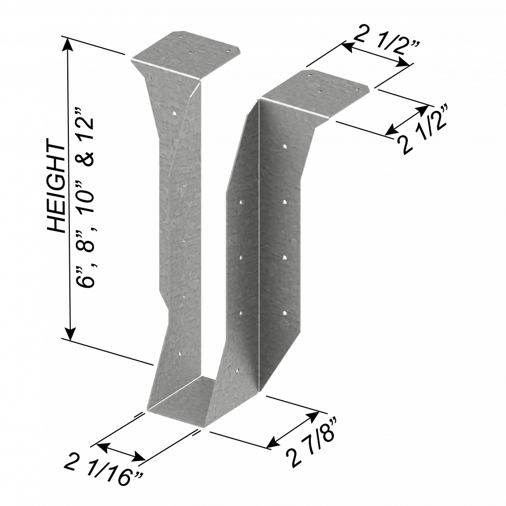 ClarkDietrich CDMB 2" X 8" 12 GA BRIDLE HANGER 8" x 2" x 97mils (12ga) (box of 20)