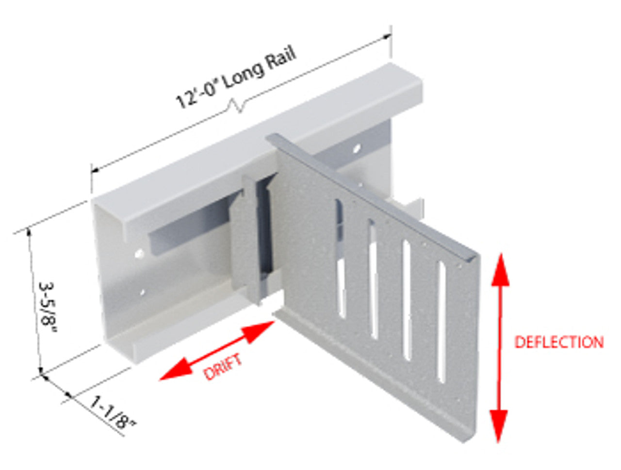 ClarkDietrich DRC8 DRIFT RAIL CLIP 8IN 12G 4-1/2" x 7-13/40" x 1" x 97mils (12ga) (bucket of 25)