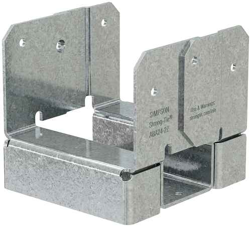 Simpson (ABA24-2Z) 2-2X4 ADJUSTABLE POST BASE ZMAX 3-3/8" x 3-1/8" x 3-1/8" x 16ga (54mils) (carton of 20)