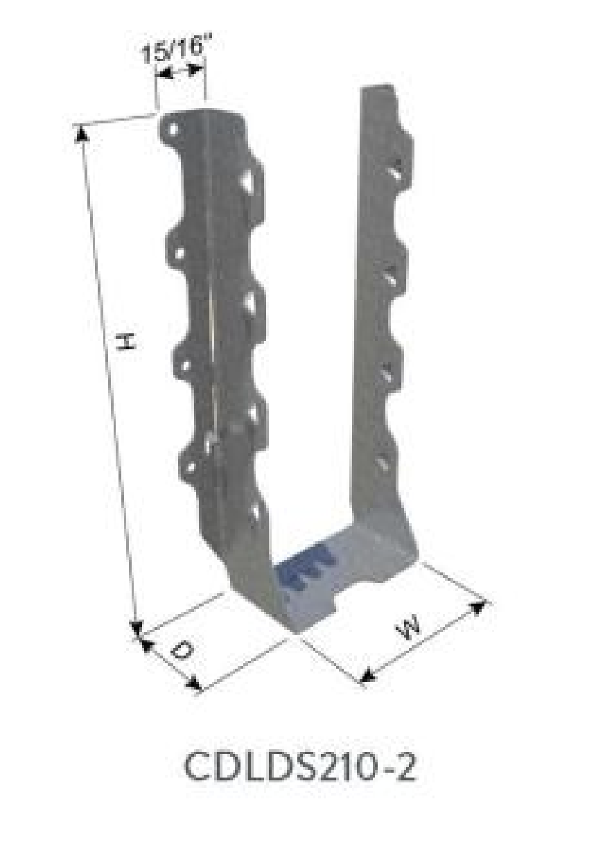 ClarkDietrich CDLDS210-2 DOUBLE SHEAR FACE-MOUNT HANGER 8-7/8" x 3-1/4" x 1-15/16" x 43mils (18ga) (box of 50)