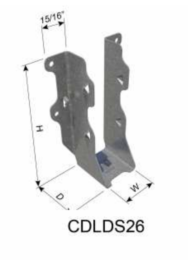 ClarkDietrich CDLDS26 FACE MOUNT HANGER 5-1/32" x 1-9/16" x 1-15/16" x 43mils (18ga) (box of 50)
