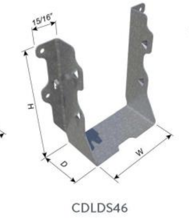 ClarkDietrich CDLDS46 SHEAR FACE-MOUNT HANGER 5-1/32" x 3-9/16" x 1-15/16" x 43mils (18ga)