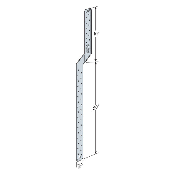 Simpson (MTS30-REV) 30IN MEDIUM TWIST STRAP - REVERSE BEND 30" x 16ga (54mils) (carton of 50)