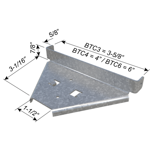 ClarkDietrich BTC6-43 BRIDGING TERMINATION CLIP 6" x 3-1/16" x 43 mils (18ga) (bucket of 50)