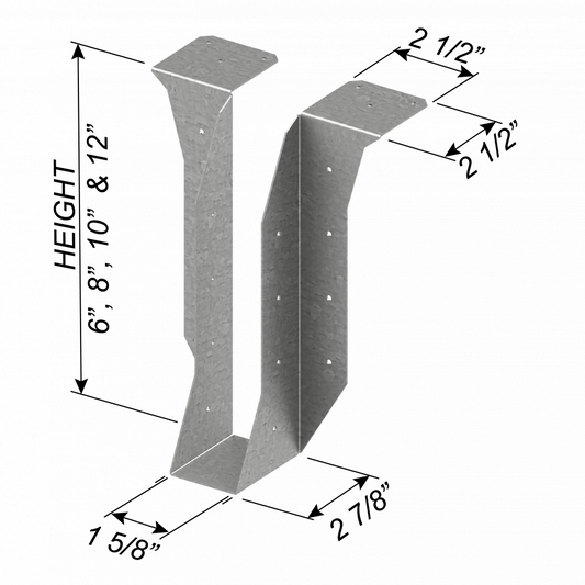 ClarkDietrich CDMB 1-5/8" X 12" 12 GA BRIDLE HANGER 12" x 1-5/8" x 97mils (12ga) (box of 15)