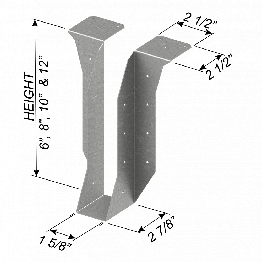 ClarkDietrich CDBV 1-5/8" X 12" 14 GA BRIDLE HANGER 12" x 1-5/8" x 68mils (14ga) (box of 15)