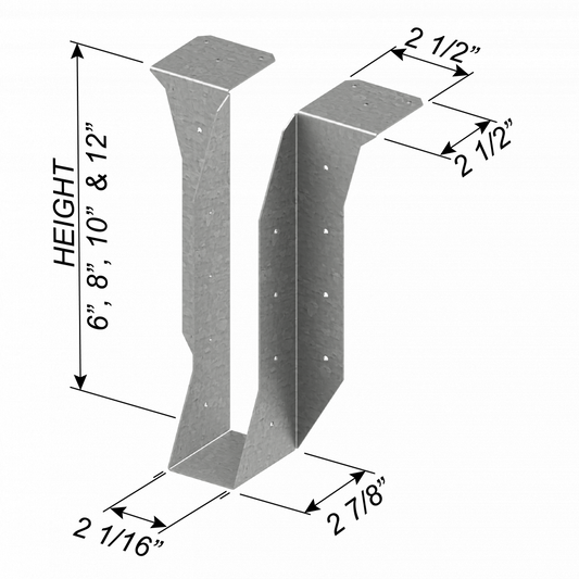 ClarkDietrich CDMB 2" X 6" 12 GA BRIDLE HANGER 6" x 2" x 97mils (12ga) (box of 20)