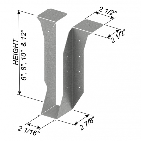 ClarkDietrich CDBV 2" X 6" 14 GA BRIDLE HANGER 6" x 2" x 68mils (14ga) (box of 20)