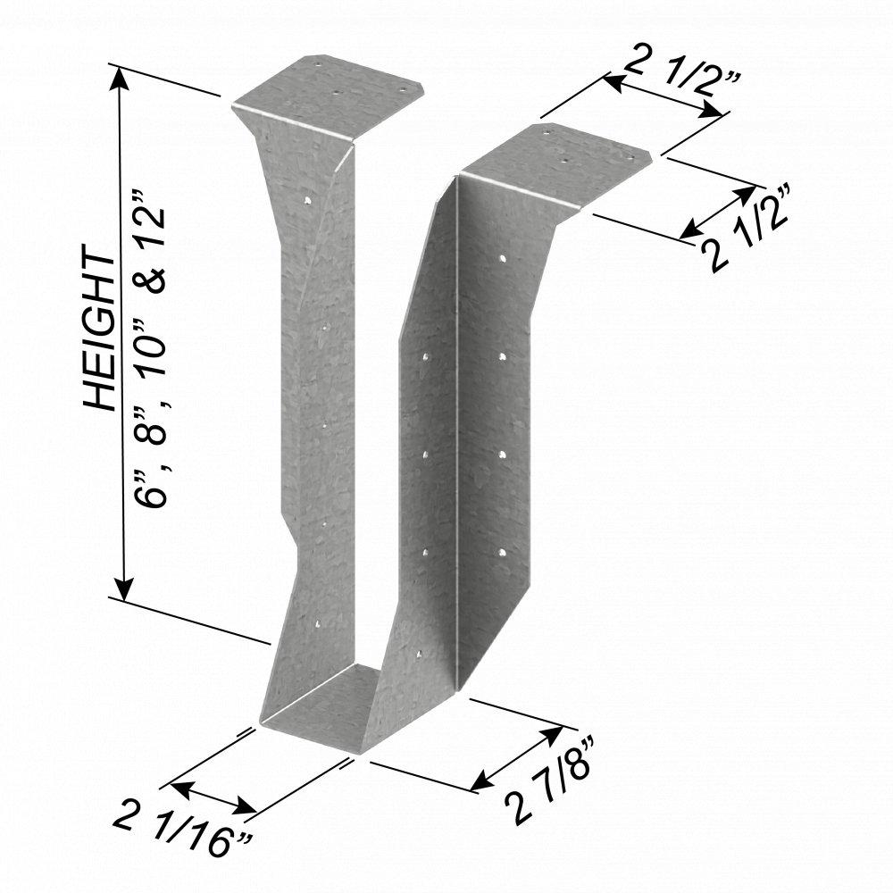 ClarkDietrich CDMB 2" X 8" 12 GA BRIDLE HANGER 8" x 2" x 97mils (12ga) (box of 20)