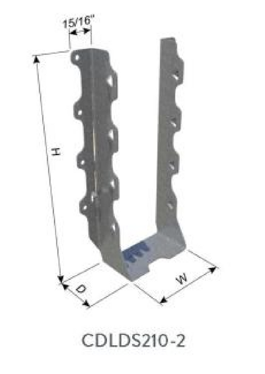 ClarkDietrich CDLDS210-2 DOUBLE SHEAR FACE-MOUNT HANGER 8-7/8" x 3-1/4" x 1-15/16" x 43mils (18ga) (box of 50)
