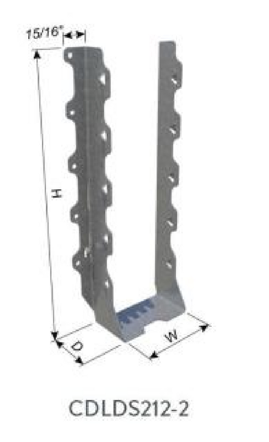 ClarkDietrich CDLDS212-2 DOUBLE SHEAR FACE-MOUNT HANGER 10-13/16" x 3-1/4" x 1-15/16" x 43mils (18ga)