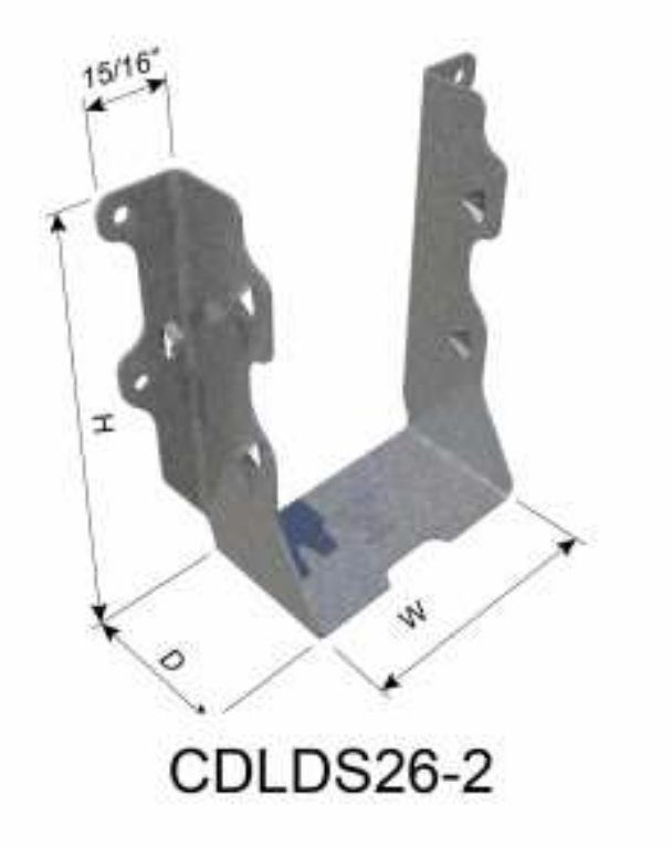 ClarkDietrich CDLDS26-2 DOUBLE SHEAR FACE-MOUNT HANGER 5-1/32" x 3-1/4" x 1-15/16" x 43 mils (18ga) (box of 50)