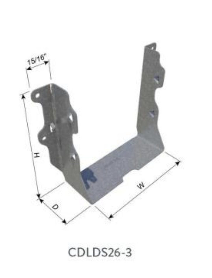 ClarkDietrich CDLDS26-3 FACE MOUNT HANGER 5-1/32" x 4-7/8" x 1-15/16" x 43mils (18ga) (box of 25)