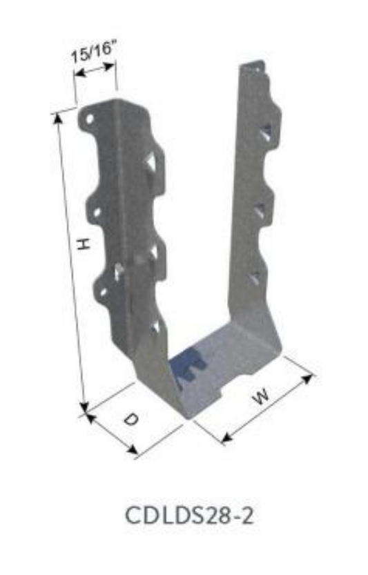 ClarkDietrich CDLDS28-2 DOUBLE SHEAR FACE-MOUNT HANGER 6-31/32" x 3-1/4" x 1-15/16" x 43mils (18ga) (box of 50)