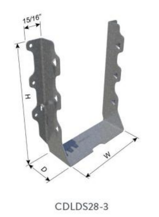 ClarkDietrich CDLDS28-3 TRIPLE SHEAR FACE-MOUNT HANGER 6-31/32" x 4-7/8" x 1-15/16" x 43mils (18ga) (box of 25)