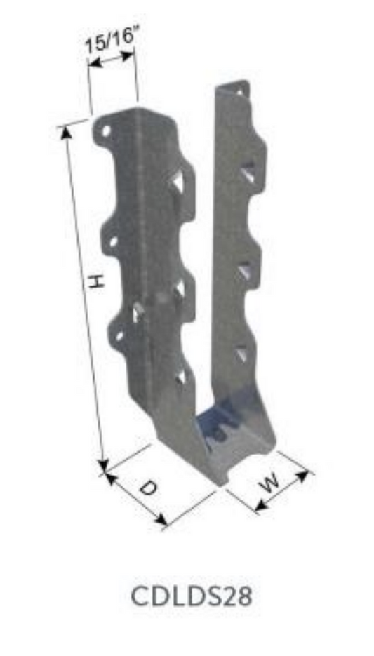 ClarkDietrich CDLDS28 FACE MOUNT HANGER 6-31/32" x 1-9/16" x 1-15/16" x 43mils (18ga) (box of 50)
