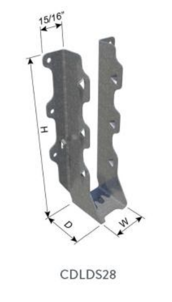 ClarkDietrich CDLDS28 FACE MOUNT HANGER 6-31/32" x 1-9/16" x 1-15/16" x 43mils (18ga)