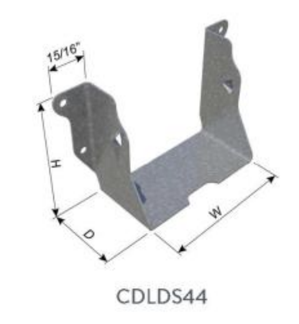 ClarkDietrich CDLDS44 SHEAR FACE-MOUNT HANGER 3-3/32" x 3-9/16" x 1-15/16" x 43mils (18ga) (box of 50)