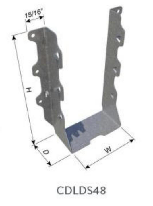 ClarkDietrich CDLDS48 DOUBLE SHEAR FACE-MOUNT HANGER 6-15/16" x 3-9/16" x 1-15/16" x 43mils (18ga) (box of 50)