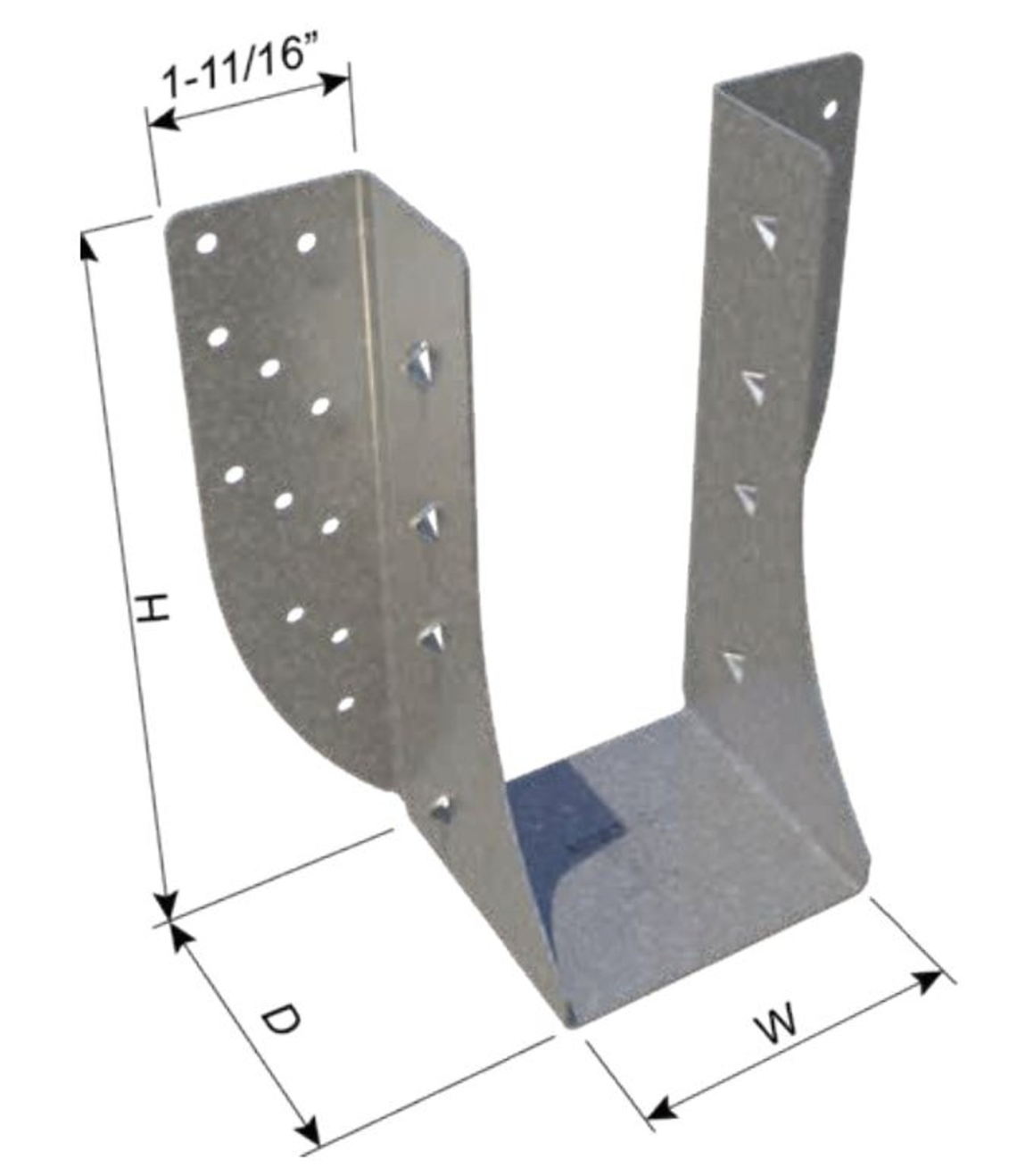 ClarkDietrich CDMDS28-2 DOUBLE SHEAR FACE-MOUNT HANGER 6-7/8" x 3-3/16" x 3-1/4" x 54mils (16ga) (box of 25)