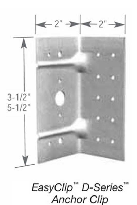 ClarkDietrich D973 ANCHOR CLIP 12GA 3-1/2" x 2" x 2" x 97mils (12ga) (bucket of 40)