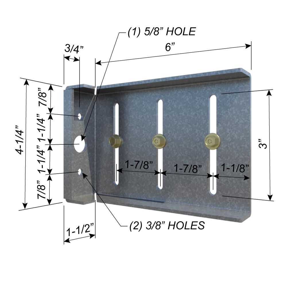 ClarkDietrich FCSC-HD WITH 5/8IN ANCHOR 6" x 4-1/4" x 3/4" x 68mils (14ga) (5/8" hole) (bucket of 25)