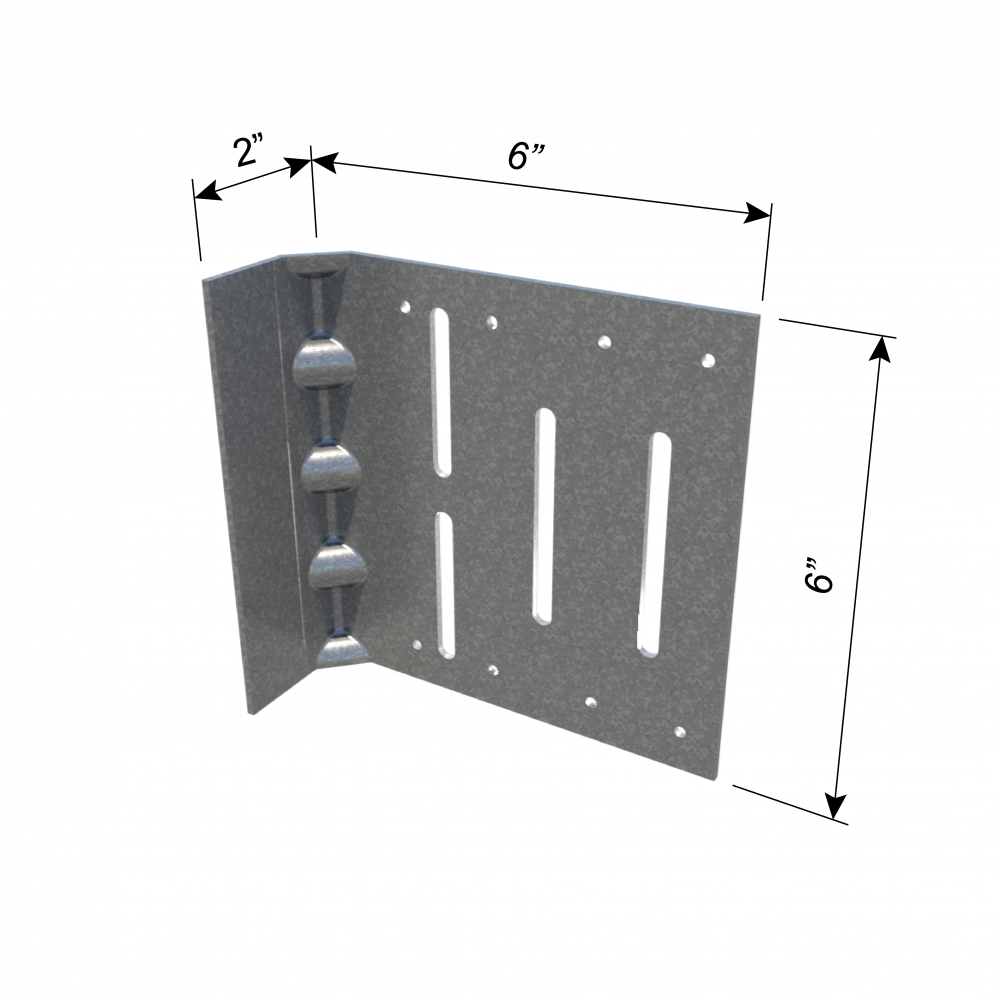 ClarkDietrich FUS6-97 FIXED UNIVERSAL SLIP CLIP 6" x 6" x 2" x 97mils (12ga) (box of 10)