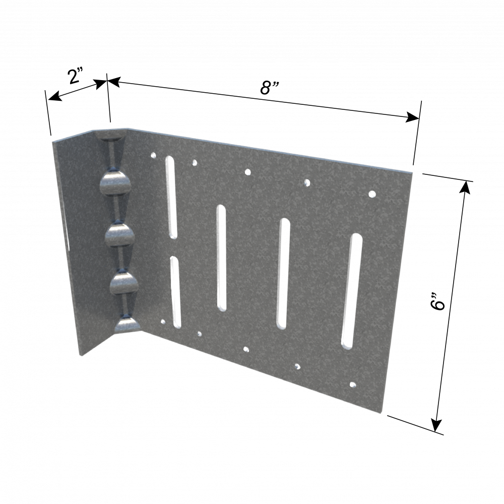 ClarkDietrich FUS8-97 FIXED UNIVERSAL SLIP CLIP 6" x 8" x 2" x 97mils (12ga) (box of 10)