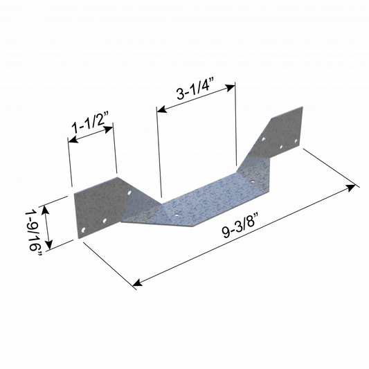 ClarkDietrich HC2 HURRICANE CLIP (COMMERCIAL) 9-3/8" x 1-9/16" x 1-9/16" x 43mils (18ga) (box of 100)