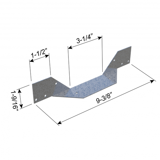 ClarkDietrich HC2 HURRICANE CLIP (COMMERCIAL) 9-3/8" x 1-9/16" x 1-9/16" x 43mils (18ga) (box of 100)