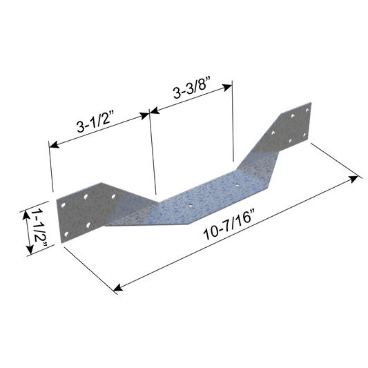 ClarkDietrich HC2A HURRICANE CLIP (COMMERCIAL) 10-7/16" x 1-1/2" x 1-1/2" x 43mils (18ga) (box of 100)