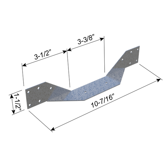 ClarkDietrich HC2A HURRICANE CLIP (COMMERCIAL) 10-7/16" x 1-1/2" x 1-1/2" x 43mils (18ga) (box of 100)