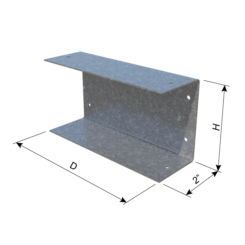 ClarkDietrich HDSC 3-7/8 HEADER BRACKET 3.5IN FL- 12GA 3-7/8" x 3-9/16" x 2" x 97mils (12ga) (box of 2)