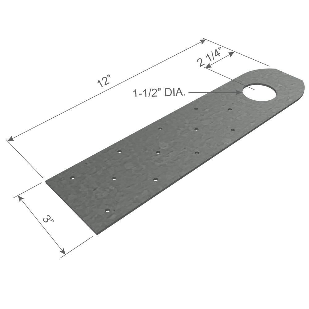 ClarkDietrich PANEL LIFT CLIP (PLC) 12" 12" x 3" x 97mils (12ga) (1-1/2" diameter hole) (bucket of 50)