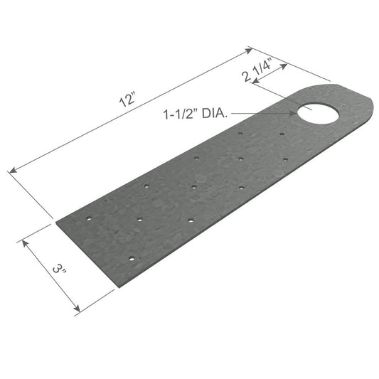 ClarkDietrich PANEL LIFT CLIP (PLC) 12" 12" x 3" x 97mils (12ga) (1-1/2" diameter hole) (bucket of 50)