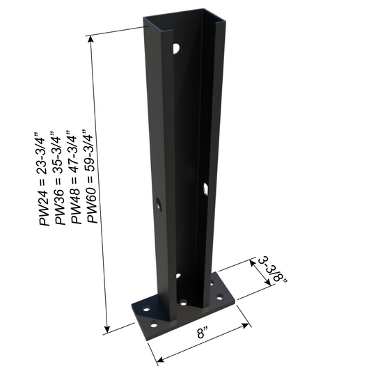 ClarkDietrich PW60 PONY WALL HEAVY (12 GA) 60IN  *DOES NOT CURRENTLY HAVE LOAD DATA* 59-3/4" Tall x 3-3/8" wide x 8" long plate 97mil (12ga) stud 1/2" plate