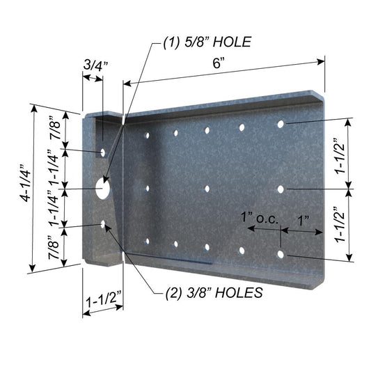 ClarkDietrich UXRC-HD 6IN WITH 5/8IN ANCHOR 4-1/4" x 6" x 1-1/2" x 68mils (14ga) (bucket of 25)