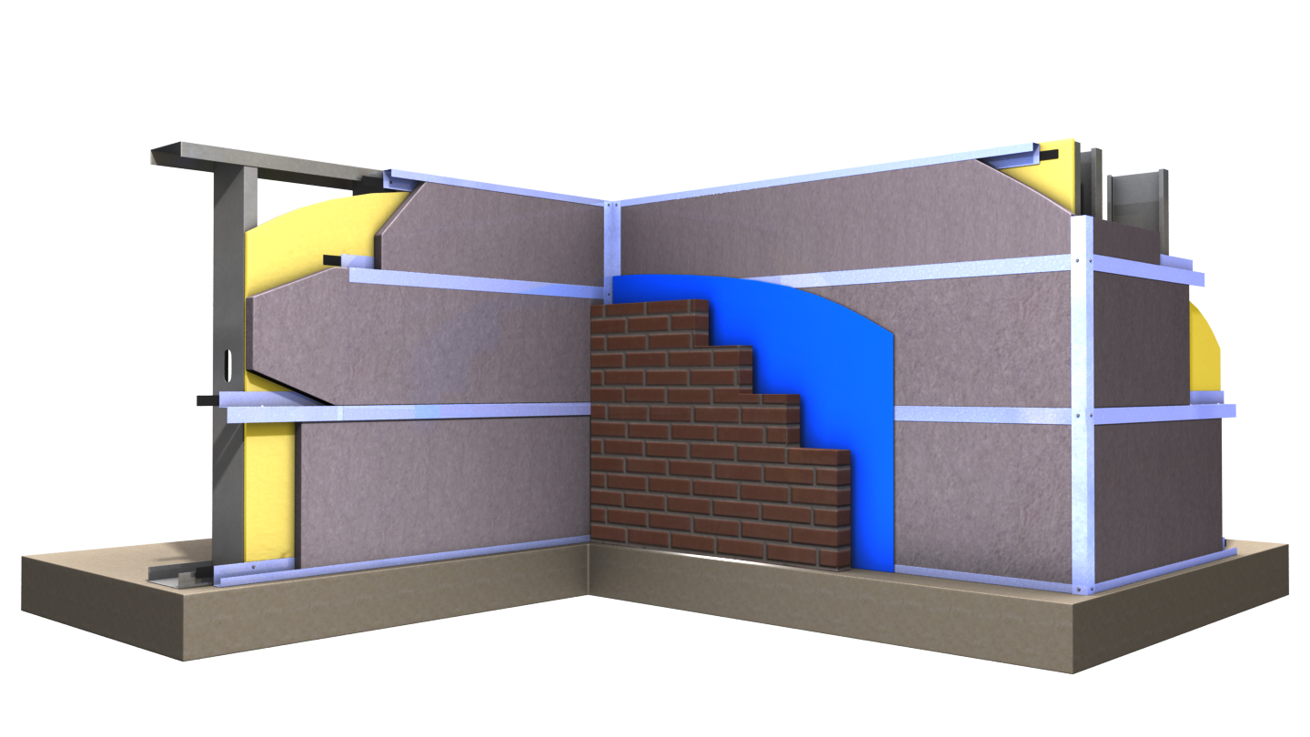 The Steel Network (CA-33, 50 ksi-10ft) ThermaFast® Corner Angle - Install Continuous Rigid Insulation to the exterior of light steel framing with the ThermaFast framing system